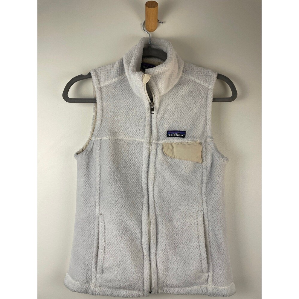Patagonia fleece Chinchilla full zip white vest size small